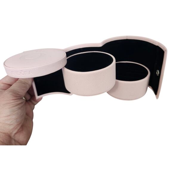 Pandora Blush Pink Circle Travel Jewelry Case Accordion Slide Open - Picture 3 of 11